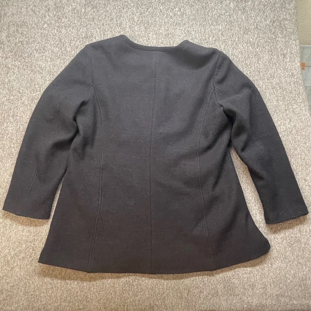 Coldwater Creek Black Textured Button Front Jacket Women XL 18 Wool Blend - Picture 5 of 7